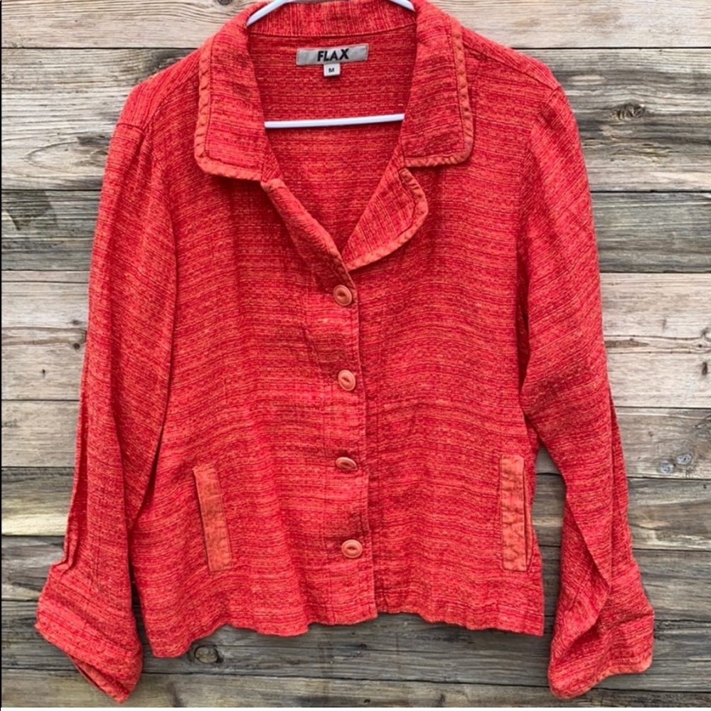 Flax | 100% Linen Button Down Jacket Size Medium … - image 1